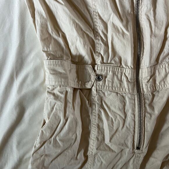 Zara Cream Wide Leg Utility Jumpsuit Sz XS Cargo Pockets Zip - Picture 3 of 8